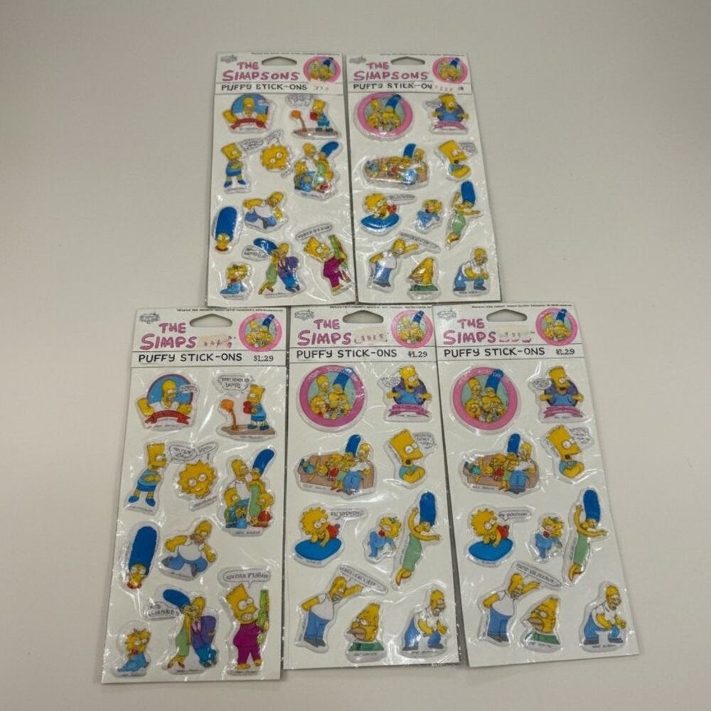 Vintage 1990 Diamond The Simpsons Puffy Stick-Ons Stickers - NEW Old Stock